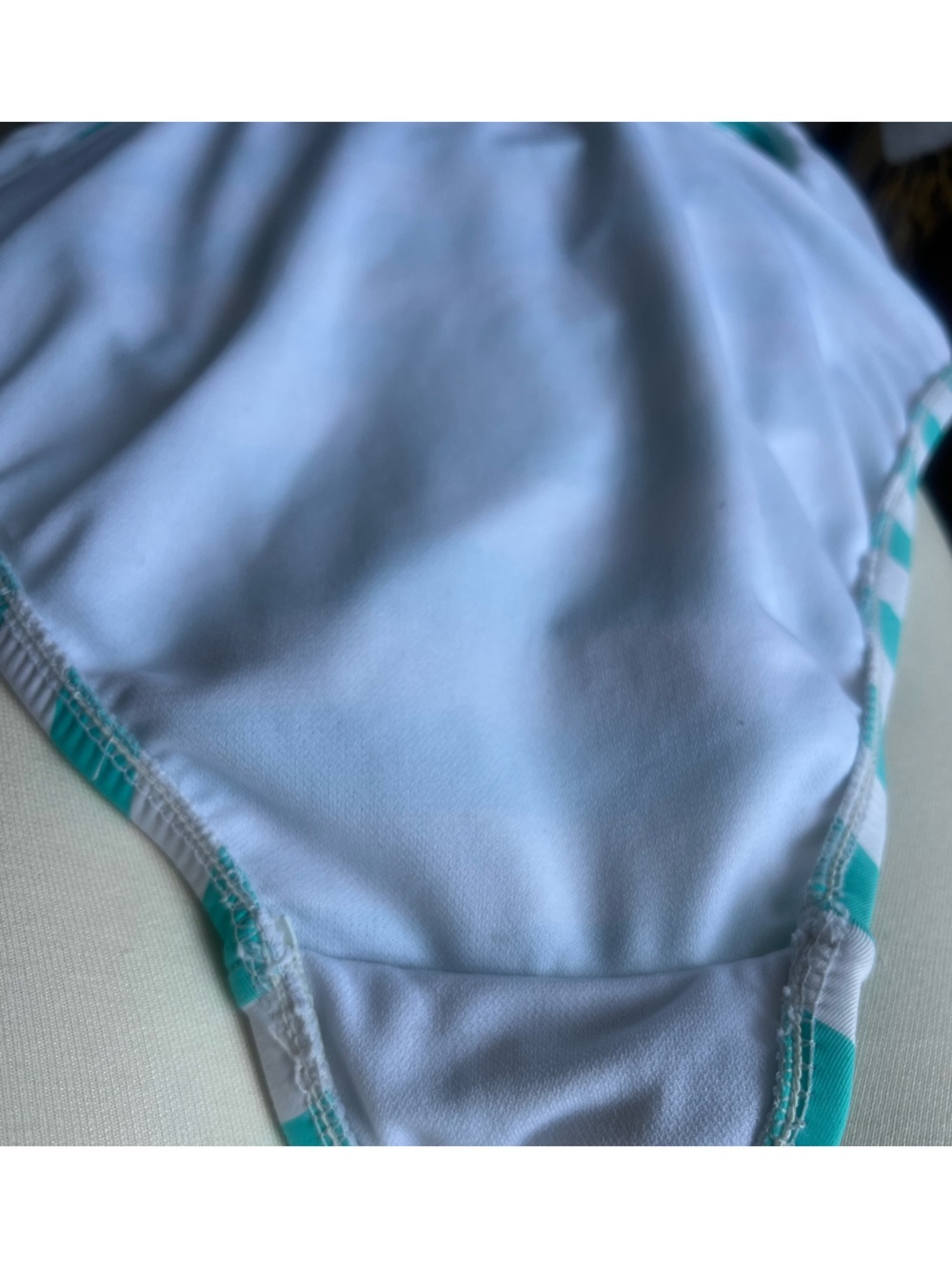 Polo by Ralph Lauren Aqua and White Striped One-Piece Swimsuit - Picture 6 of 9